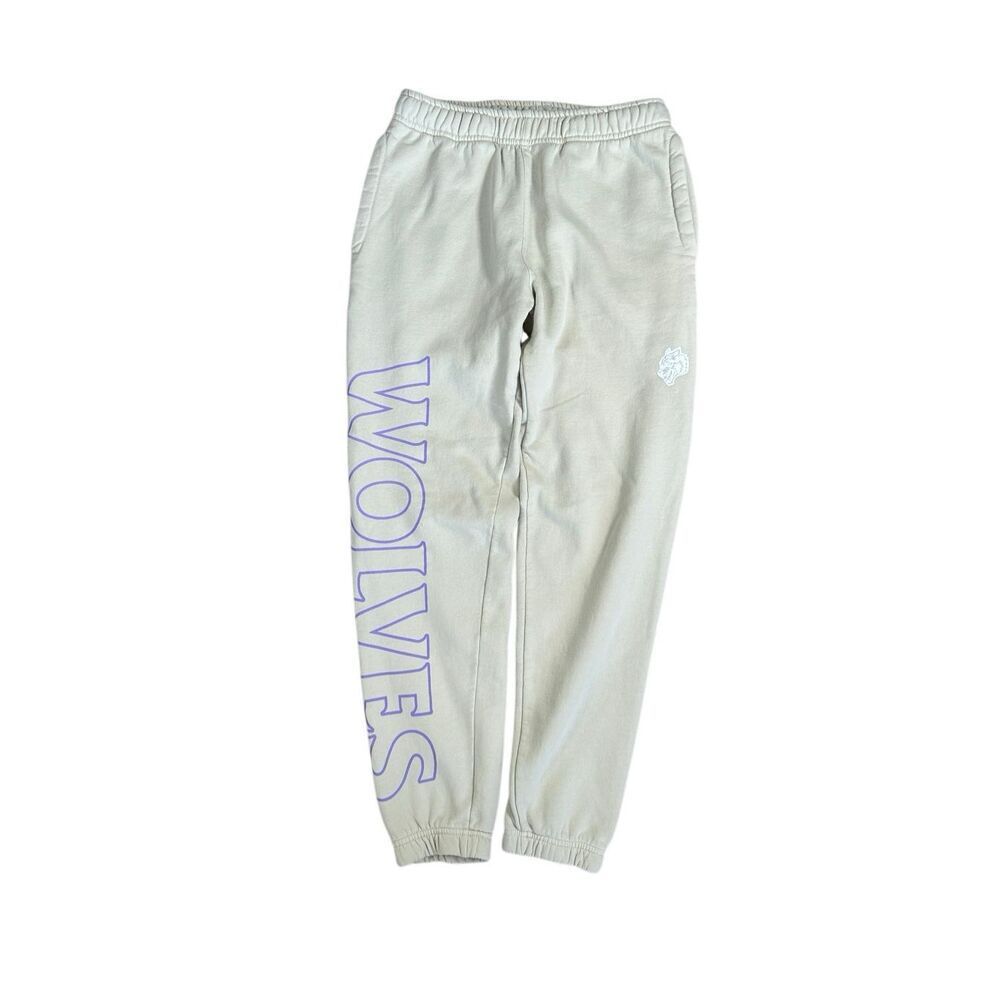 Darc Sport SHE Women’s XS Jogger Sweatpants Cream/Purple Gym Workout Fleece Wolf